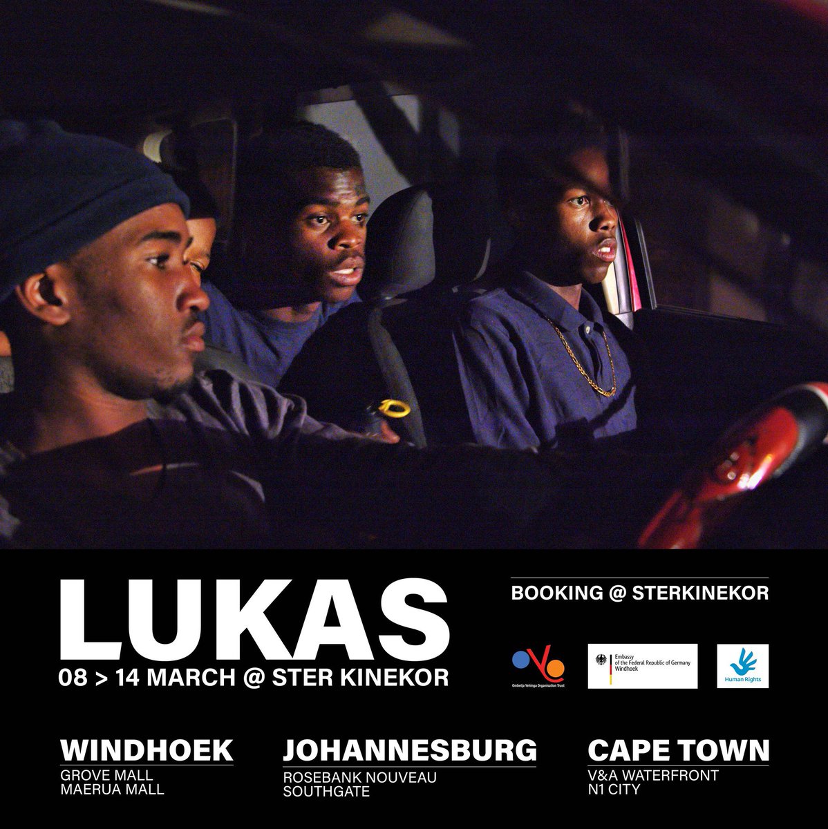 philippetalave1's tweet photo. FOUR DAYS TO GO! ‘Lukas’ will hit the theatres on Friday 08 March. Make sure not to miss it. It is the first 100% Namibian production to screen both in Namibia and SA @SK_Namibia. It has also been selected in festivals in Nigeria &amp; the USA. Don’t be left behind: book your ticket! https://t.co/oNwJxUEqIq