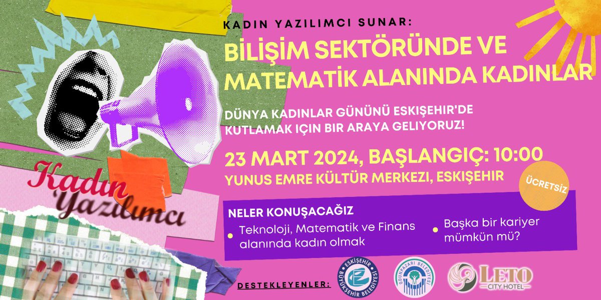 Teknoloji, matematik ve finans alanındaki son gelişmeleri keşfetmek ve paylaşmak amacıyla Türkiye'nin başarılı kadınlarının kariyer yolculuklarını ve başarı hikayelerini dinleyeceğiz. Sizlerle buluşmak için sabırsızlanıyoruz. Katılım için: kommunity.com/kadinyazilimci… #Eskişehir