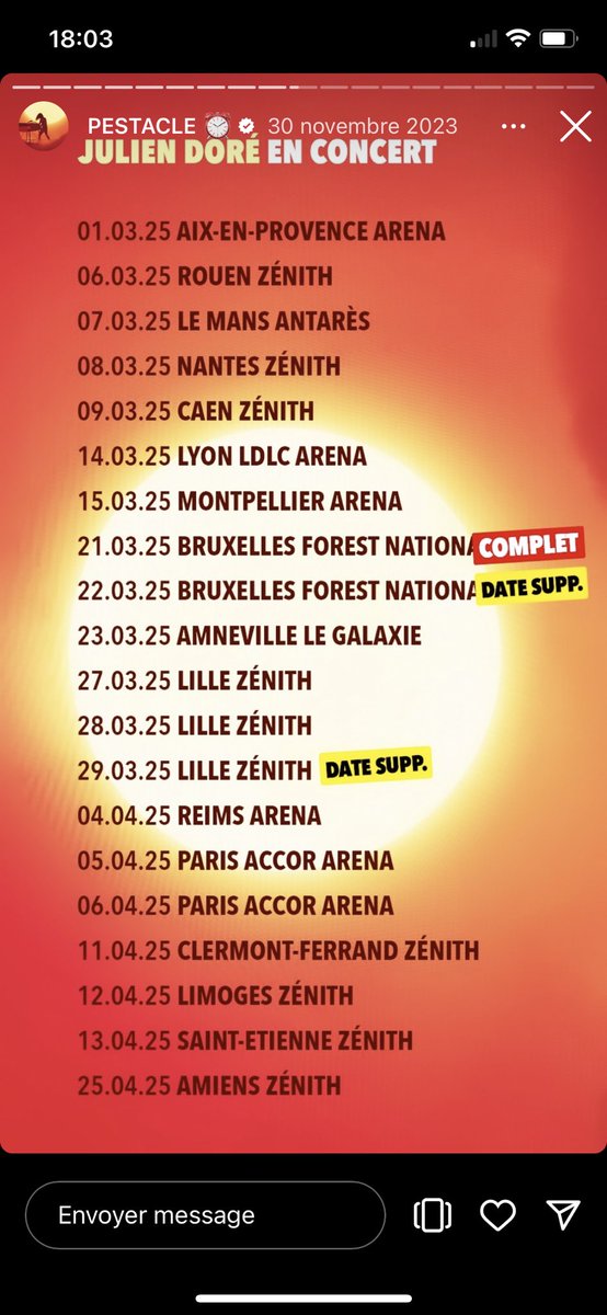 monecho7314's tweet photo. Comme j’ai pu les lire & relire ces dates du #AimeeTour 💕💕💕Caen,Rouen,Le Mans,Caen,Rouen & BXL 💕💕💕
Comme je les Lis & relis déjà les dates du #NouveauPestacle 🧡💛🧡Rouen, Caen, 2 BXL & Paris🧡💛🧡Tellement hâte 🔥⏱️🔥⏱️🔥@jdoreofficiel https://t.co/B8xK1YKfmO