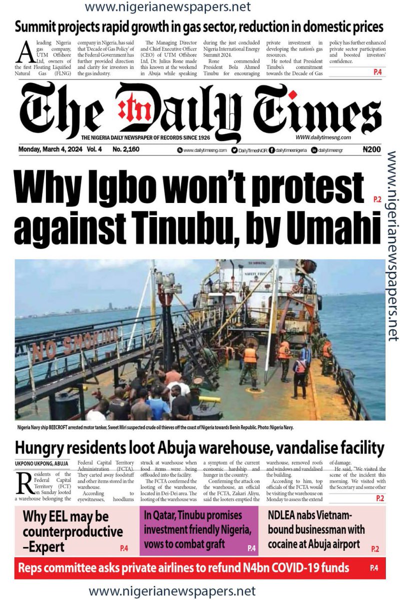 uniquesegun's tweet photo. Newspaper front Pages. Follow @uniquesegun for more updates. 

ABUAD Adekunle Gold #Osimhen Saro Tinubu Yusuf Congratulations Phyna Pastor Chris #Pienetwork Olu Jacob  #Airdrops Reno Edo State #Liquorose Adeola Marriage Chioma PBAT Erisco Garnacho https://t.co/JGOpTYOD32