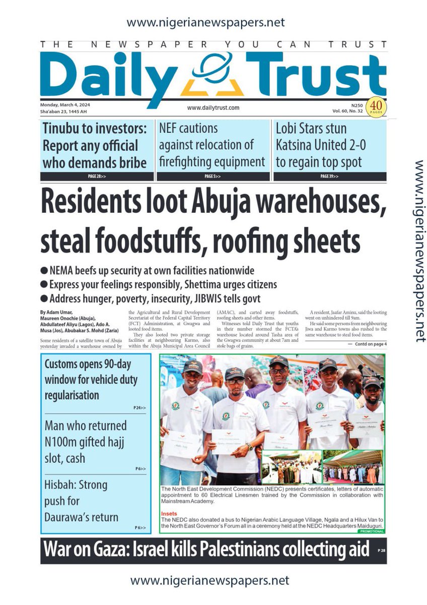 uniquesegun's tweet photo. Newspaper front Pages. Follow @uniquesegun for more updates. 

ABUAD Adekunle Gold #Osimhen Saro Tinubu Yusuf Congratulations Phyna Pastor Chris #Pienetwork Olu Jacob  #Airdrops Reno Edo State #Liquorose Adeola Marriage Chioma PBAT Erisco Garnacho https://t.co/JGOpTYOD32