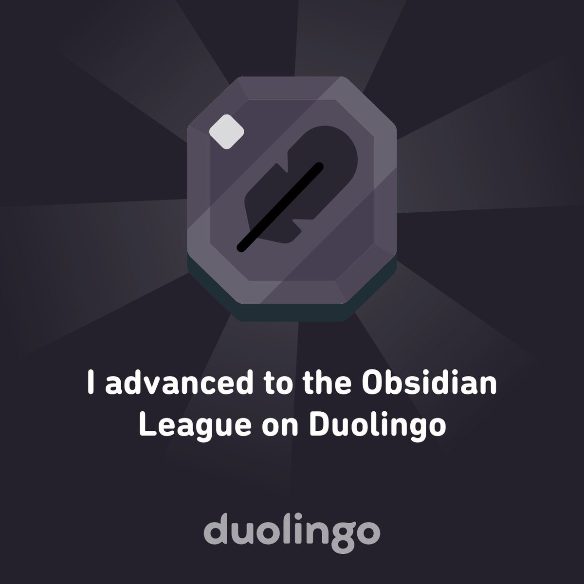 leesamahreee's tweet photo. I advanced to the Obsidian League on Duolingo https://t.co/JFIZFAfsWI