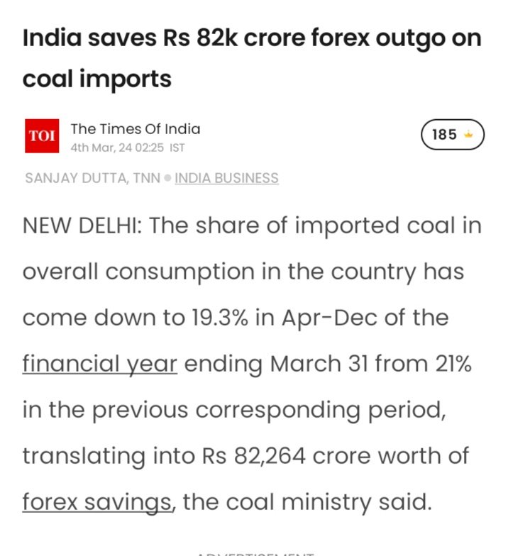 India saved RS 82,000 Cr on forex by reducing imports of coal. This was achieved through improved efficiency & clear policy guidelines.

On the other hand, Rahul Gandhi does not know the full form of MRP.