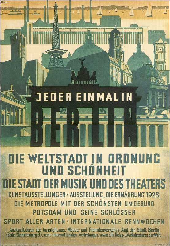 'Jeder einmal in Berlin - die Weltstadt in Ordnung und Schönheit': 1927 tourism poster for Berlin