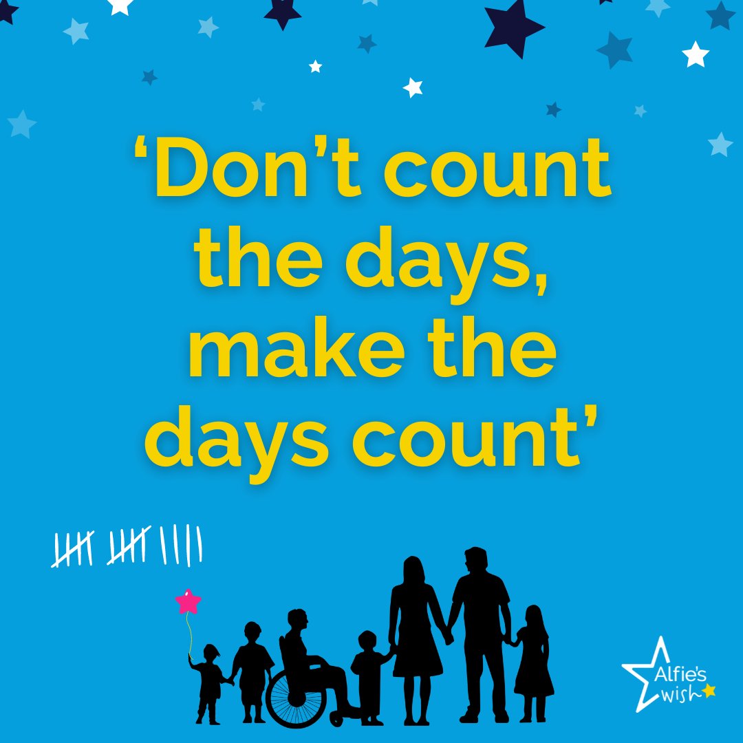 alfies_wish's tweet photo. 'Don't count the days, make the days count'

This was our moto as a family when Alfie was diagnosed with cancer. 

Just remember life is too short, make each day a new chapter worth reading and a story worth telling.

#dontcountthedays #alfieswish #localcharity #makingadifference https://t.co/cBVNBizyb3