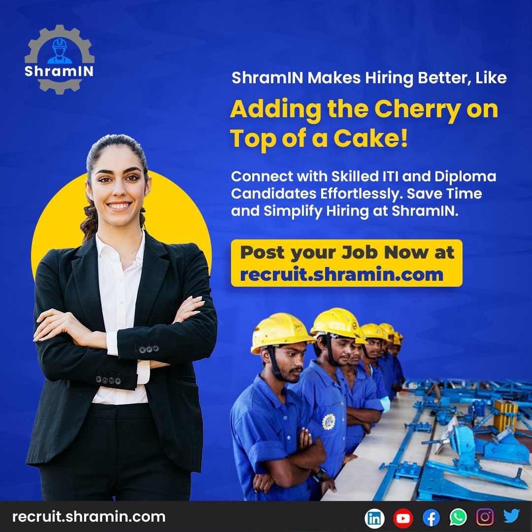 shramin_'s tweet photo. Transform your hiring experience with ShramIN
Connect effortlessly with skilled ITI and diploma candidates.

Save time and simplify hiring

Post your job now at  https://t.co/Axh9Hr4fEG

#shramin #hirewithus #hiretalent #recruitment #bluecollarjobs #bluecollar #iti #itijobs https://t.co/BZVVRmbpwZ