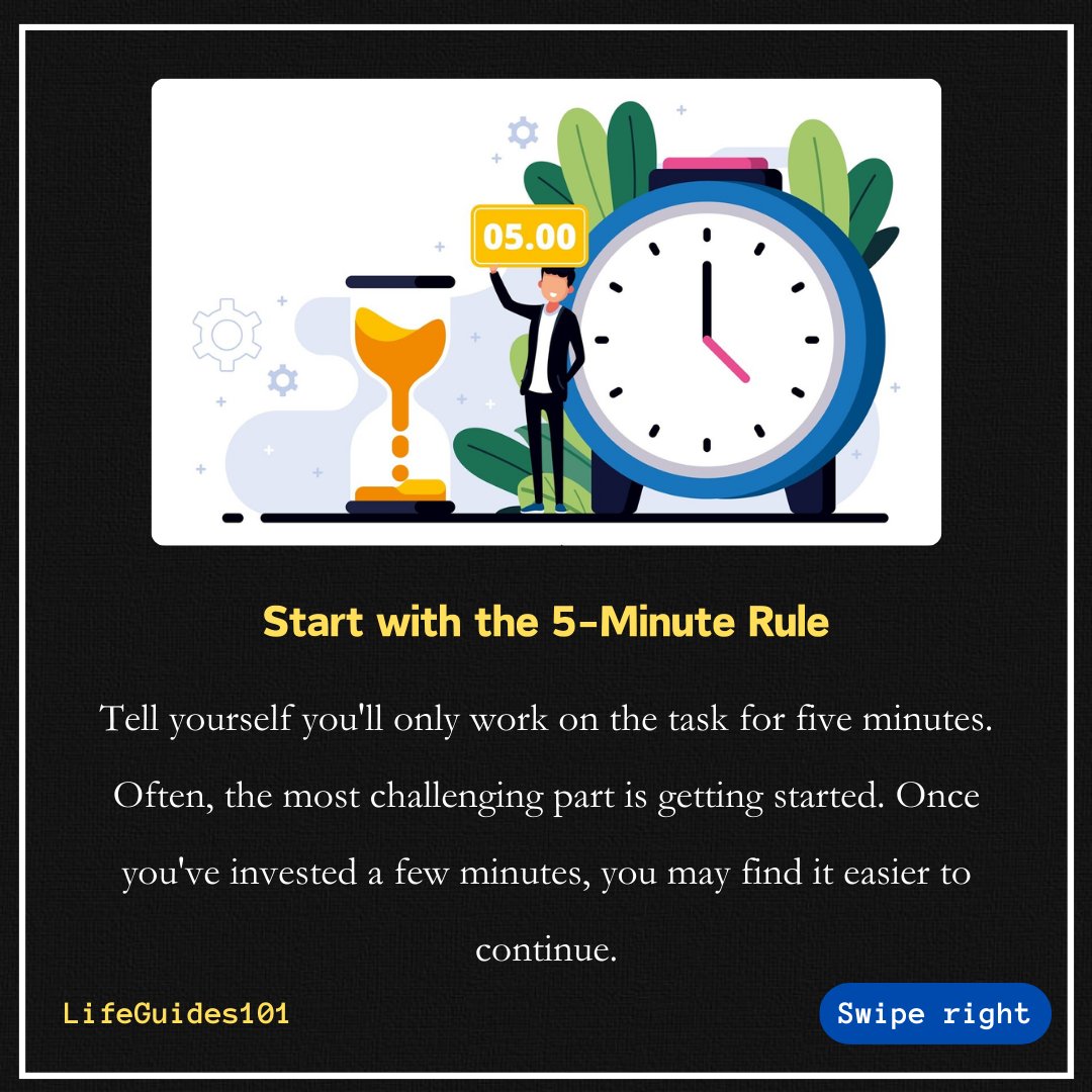 LifeGuides101's tweet photo. Conquer laziness, unlock potential. Today's motto,Progress over Procrastination 💪 (1/2) #RiseAndGrind https://t.co/Cd8wgmCX6I