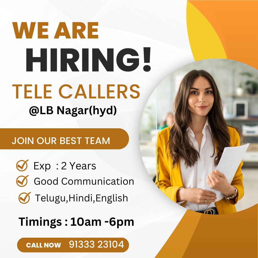 Urgent Hiring
Call  us For info:
91333 23104
#jobsearching
#JobVacancyAlert
#Telecaller🙂