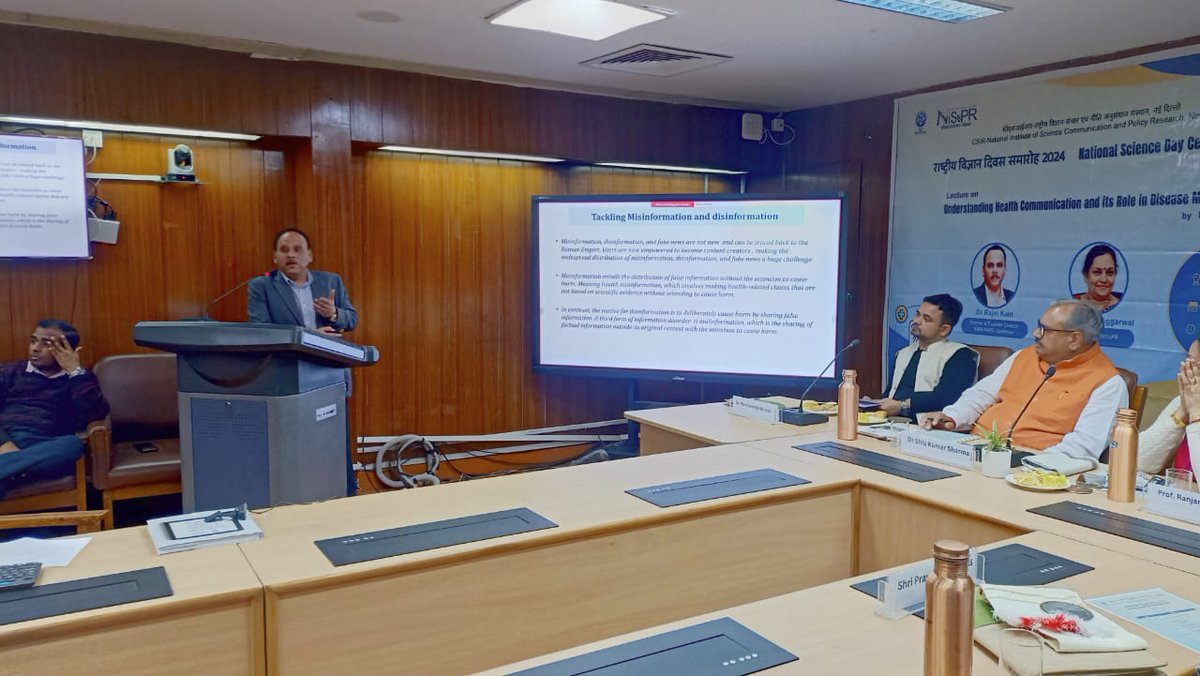 CSIR_NIScPR's tweet image. &quot;Science should reach to the last man of the society&quot;, said Dr. Rajni Kant while delivering his lecture on the topic, &quot;Understanding Health Communication and its Role in Disease Management&quot; on #NationalScienceDay Celebration 2024 at CSIR-NIScPR, New Delhi, on March 04, 2024.