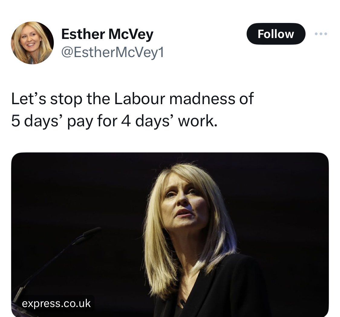 Bold statement from Tory MP who seems to work 5 days a week for GB news and 0 days a week for her constituency.
Why don’t we stop that madness instead?
