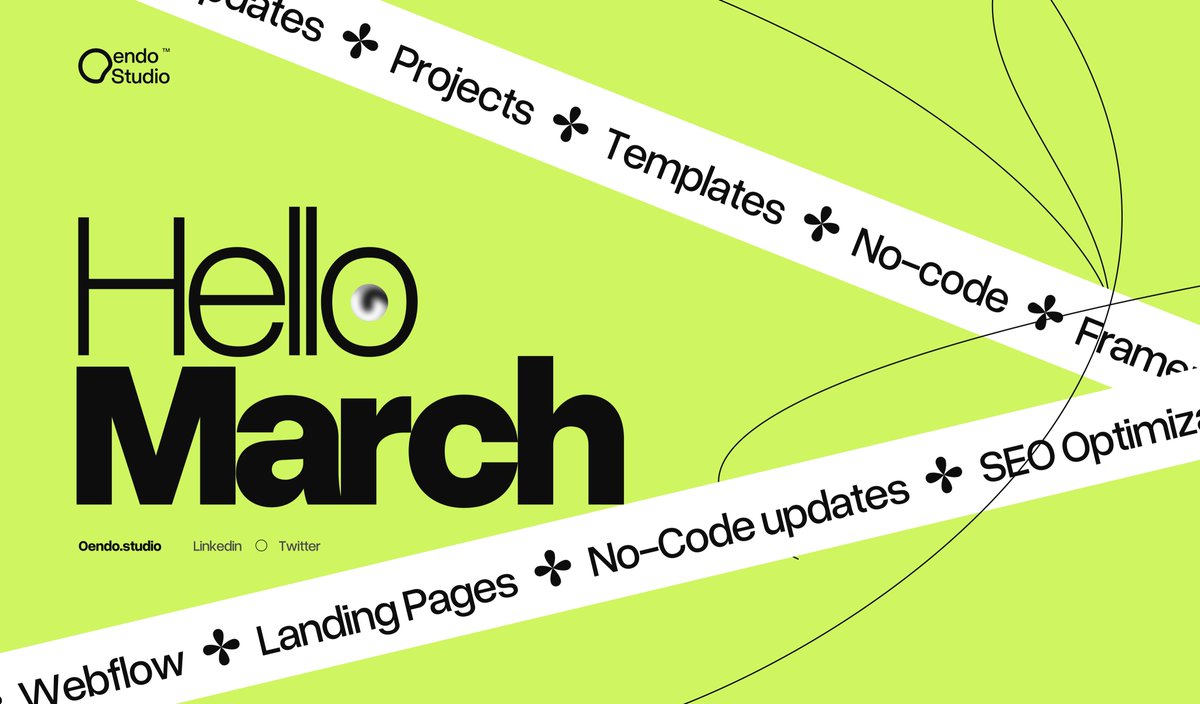 oendo_studio's tweet photo. Hello March! 🌸 

Exciting updates ahead: 
✻ dive into our latest projects, 
✻ no-code magic with Framer/Webflow, 
✻ pro tips to enhance your landing pages and product designs. 
✻ and much more

Follow us and turn on notifications for all the scoop. 

Happy new week! 🚀 https://t.co/iMOiP6Q8Tt
