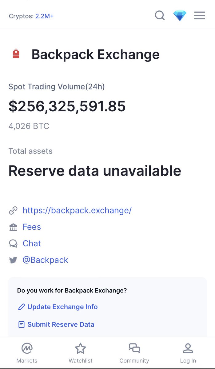 Backpack Exchange is now live on @CoinMarketCap
