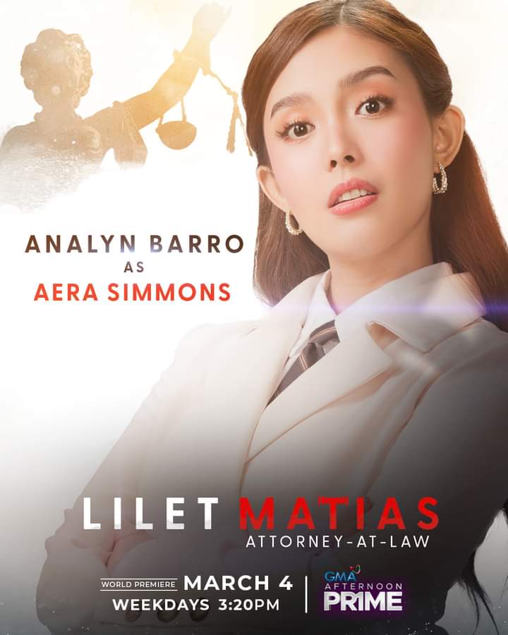 Analyn Barro as Aera Simmons
In Lilet Matias Attorney At Law   

#LMAALNowInSession
LAWDI LiletMatias
@KapusoBrigade
@MulawinBatalion