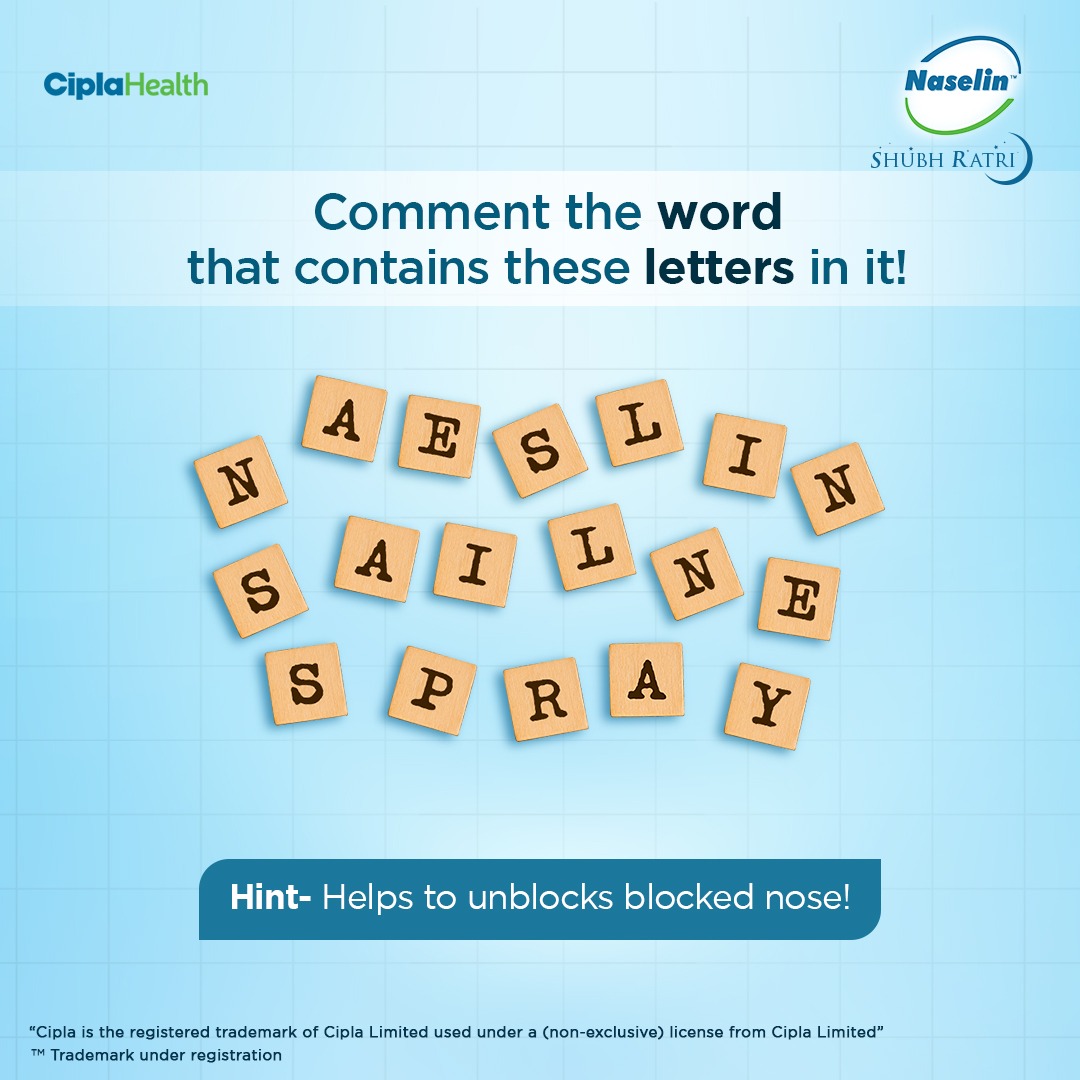 Can you find the word hidden within these letters? Comment below with your guess! Tag your friends for the challenge too! #CiplaHealth #Naselin #BlockedNose #Sleep #ShubhRatri