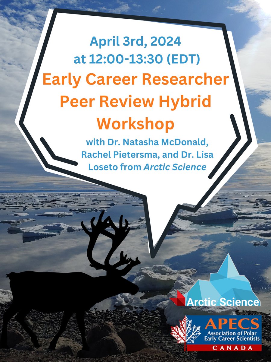 Join @ehPECS and @ArcticScienceJ for an interactive workshop on peer review 📝 📅 Wednesday, April 3rd ⏰ 12:00-13:30 EDT 🧑‍💻 Register: bit.ly/3TBihpq In Quebec City? Register to join in person: bit.ly/3VBdEgH Learn more: apecscanada.wixsite.com/ehpecs/events-…