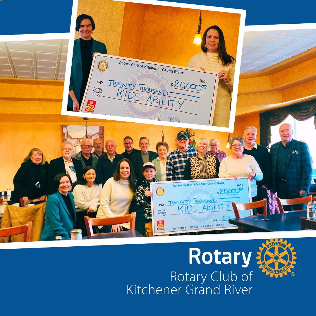 #RotaryGivesBack 🚀

At our member meeting, we were honoured to present our annual donation to Lisa Talbot from <a href="/KidsAbility/">KidsAbility</a> ! 🌟

Lisa shared updates on the new Kitchener facility, Waterloo playground, and "Rocket" innovation initiative. 

Together, we make a difference!💙