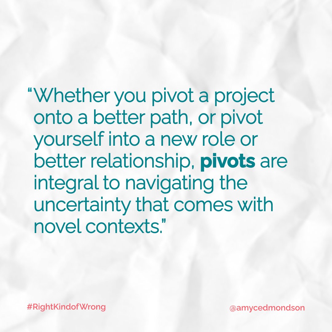 When we celebrate pivots, we reinforce the acceptance of fallibility...an integral part of #FailingWell 👏 This week's dose of #RightKindofWrong from pg 274 Have you pivoted recently? What did you learn?