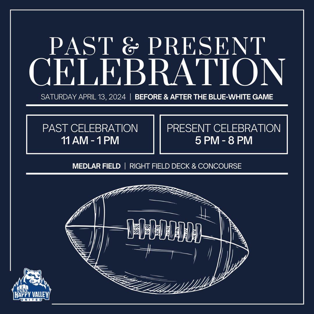 Alex Birchmeier (@alex_birchmeier) on Twitter photo Our team, coaches and lettermen want to meet you at the <a href="/HappyValleyUtd/">Happy Valley United</a> Past and Present Celebration at the Blue-White Game! Ticket sales directly benefit our team’s NIL fund.
Buy your tickets now before they sell out, see you there!
happyvalleyunited.com/products/past-… Our team, coaches and lettermen want to meet you at the <a href="/HappyValleyUtd/">Happy Valley United</a> Past and Present Celebration at the Blue-White Game! Ticket sales directly benefit our team’s NIL fund.
Buy your tickets now before they sell out, see you there!
happyvalleyunited.com/products/past-…