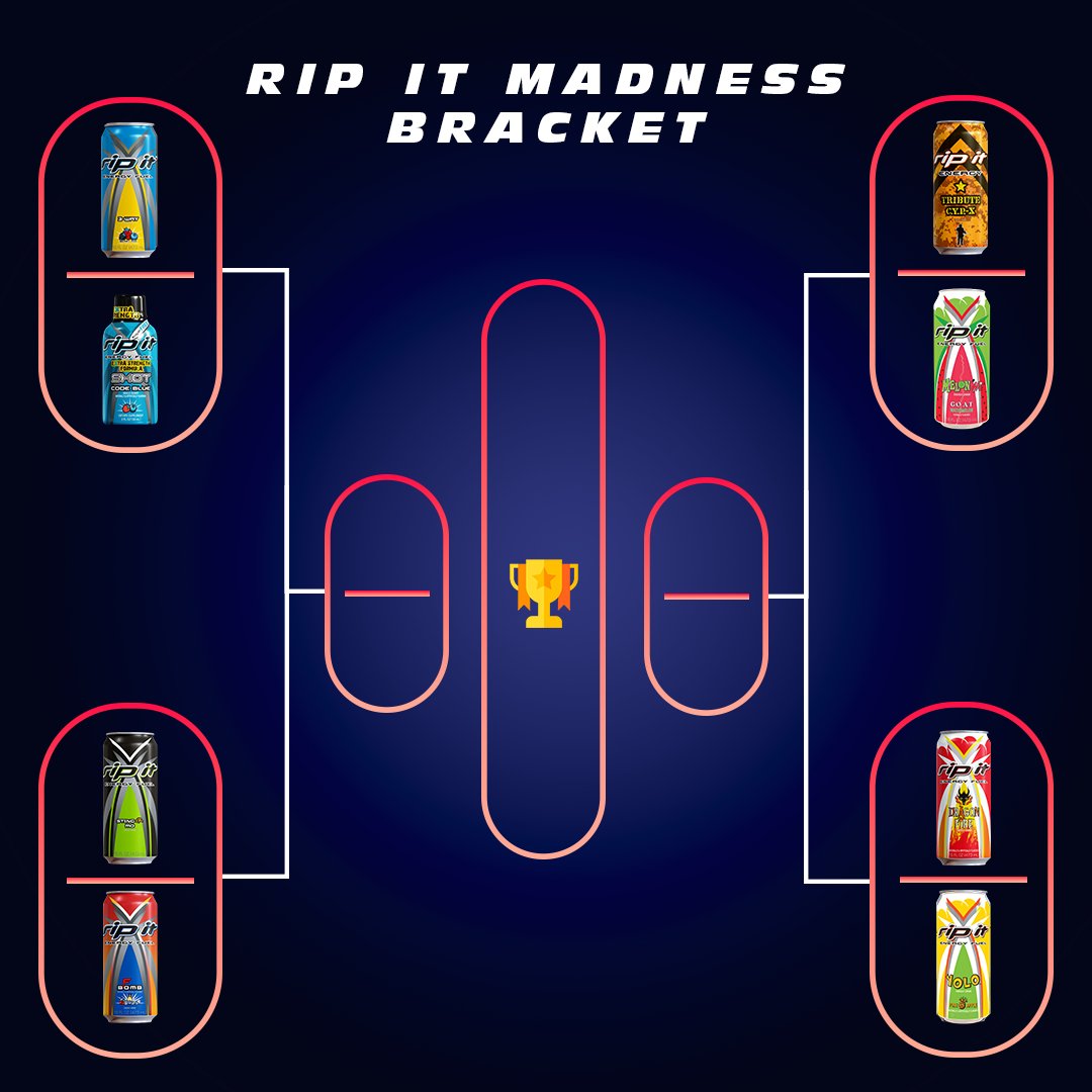 RIPITEnergyFuel's tweet image. Let the clash of flavors begin! Only one will emerge victorious. You guys saw the West Bracket, now check out the East Bracket. Vote on who you got moving onto the next round! #RipIt #EnergyFuel