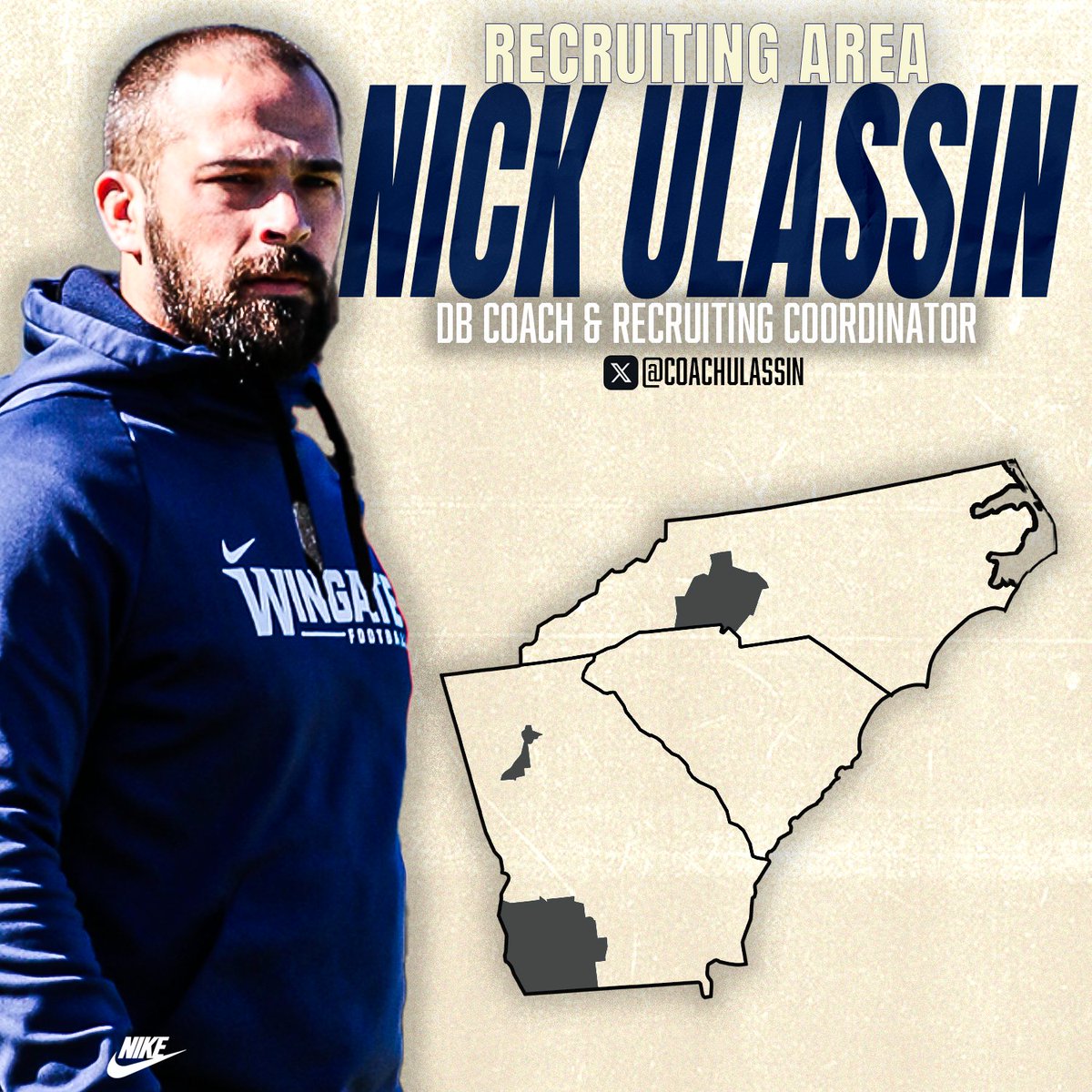 ‼️RECRUITING AREA‼️ Wingate's DB Coach and Recruiting Coordinator, @CoachUlassin is ready to find some future bulldogs! #OneDog