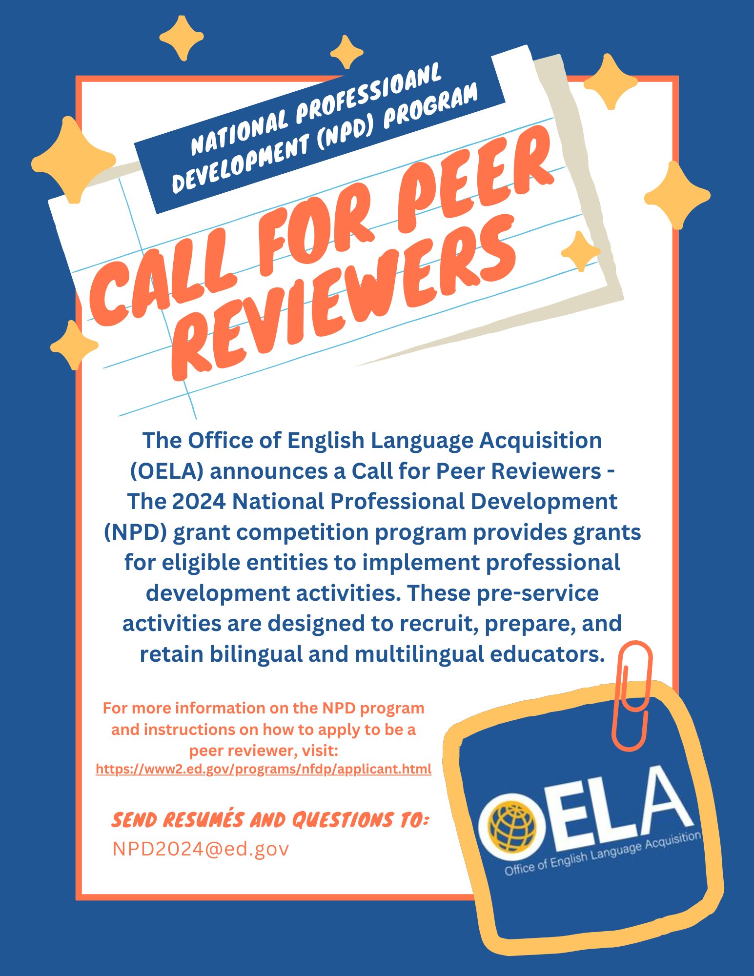 ASKNCELA1 on X: &ldquo;📢 #OELA is seeking individuals to serve as peer 