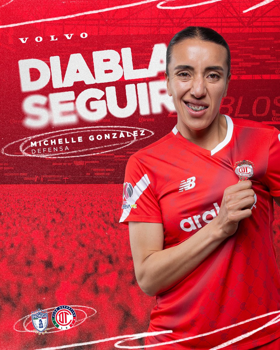 TolucaFemenil's tweet photo. Nuestra 𝐃𝐈𝐀𝐁𝐋𝐀 𝐀 𝐒𝐄𝐆𝐔𝐈𝐑 ante Pachuca es... ¡Michelle González! ❤️‍🔥

🕗- 810 min jugados 
⚽️- 9 partidos jugados 
☝🏼- 9 juegos de titular 
🥅- 1 gol

#NuestroViaje | @VolvoCarMexico https://t.co/o5TGnfbND5