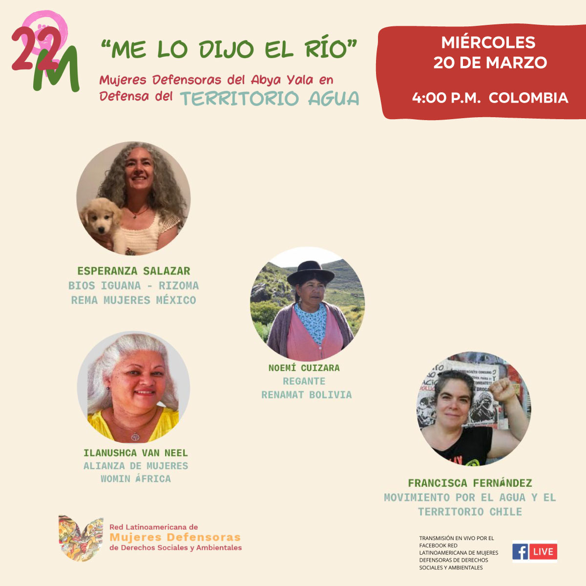 CensatAguaViva's tweet image. 🌍👩🏽‍🌾Nos unimos para escuchar las voces valientes de mujeres que luchan por el territorio y el agua. 👩‍🤝‍👩💪💧 
 🗓️20 de marzo | 🕒 4 PM – Colombia
 
Conéctate a través de la fanpage de @redlatmujeres  👉🏽 📡 bit.ly/43mTGb3

#DefensorasDelTerritorio