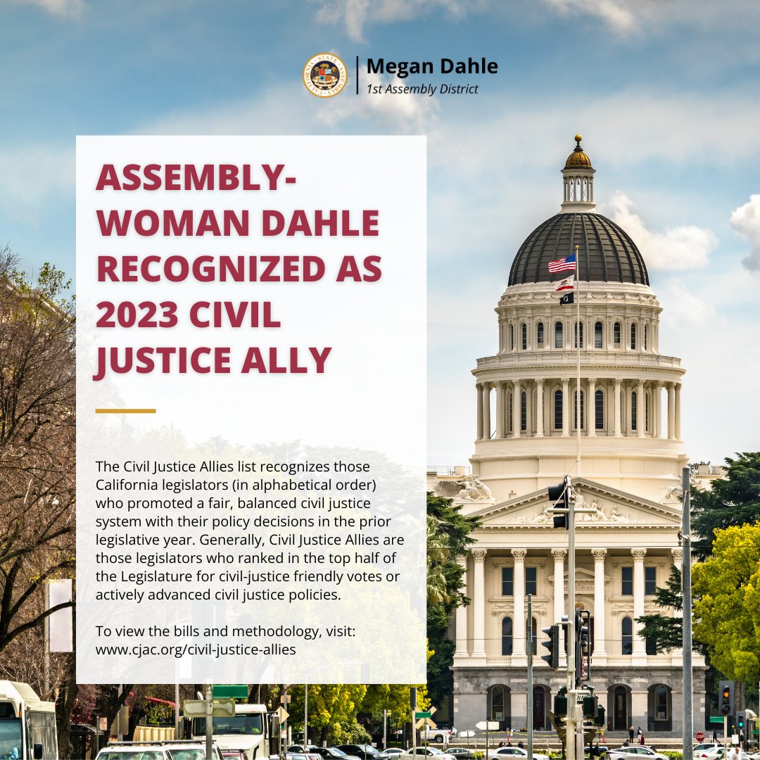 Delighted to share that I have been included in the list of Civil Justice Allies by the Civil Justice Association of California. I extend my gratitude to CJAC for this acknowledgment & efforts to improve California’s business & regulatory climate. @CivilJusticeCA @Capitol_Huff