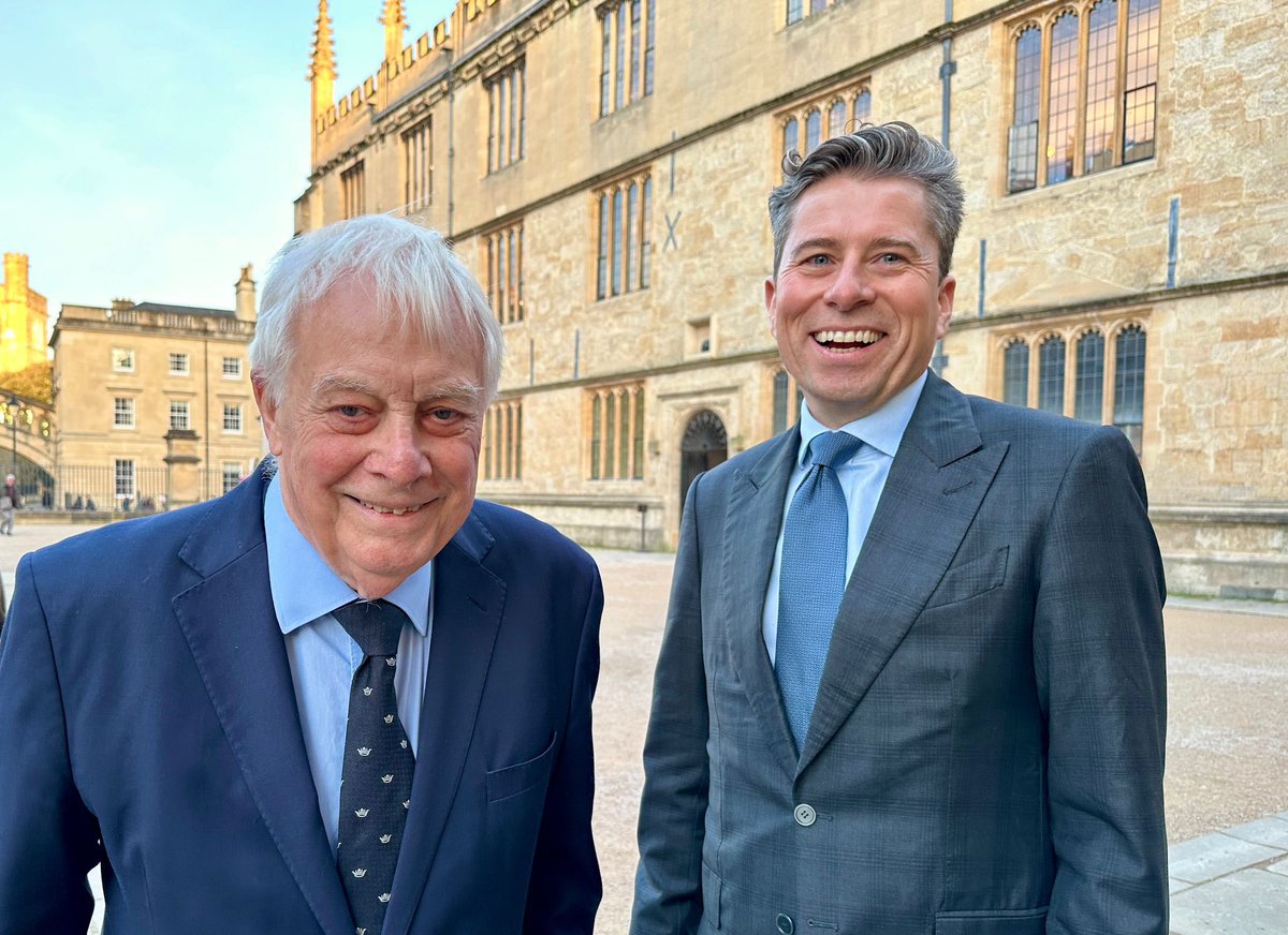 TFletcher's tweet photo. Terrific celebration of the wisdom and humanity of Chris Patten this evening. Thanks to the six (!) former Prime Ministers and many others (most importantly family) who sent moving video tributes. Recordings etc all available soon. https://t.co/Lwp68Jr6Ps