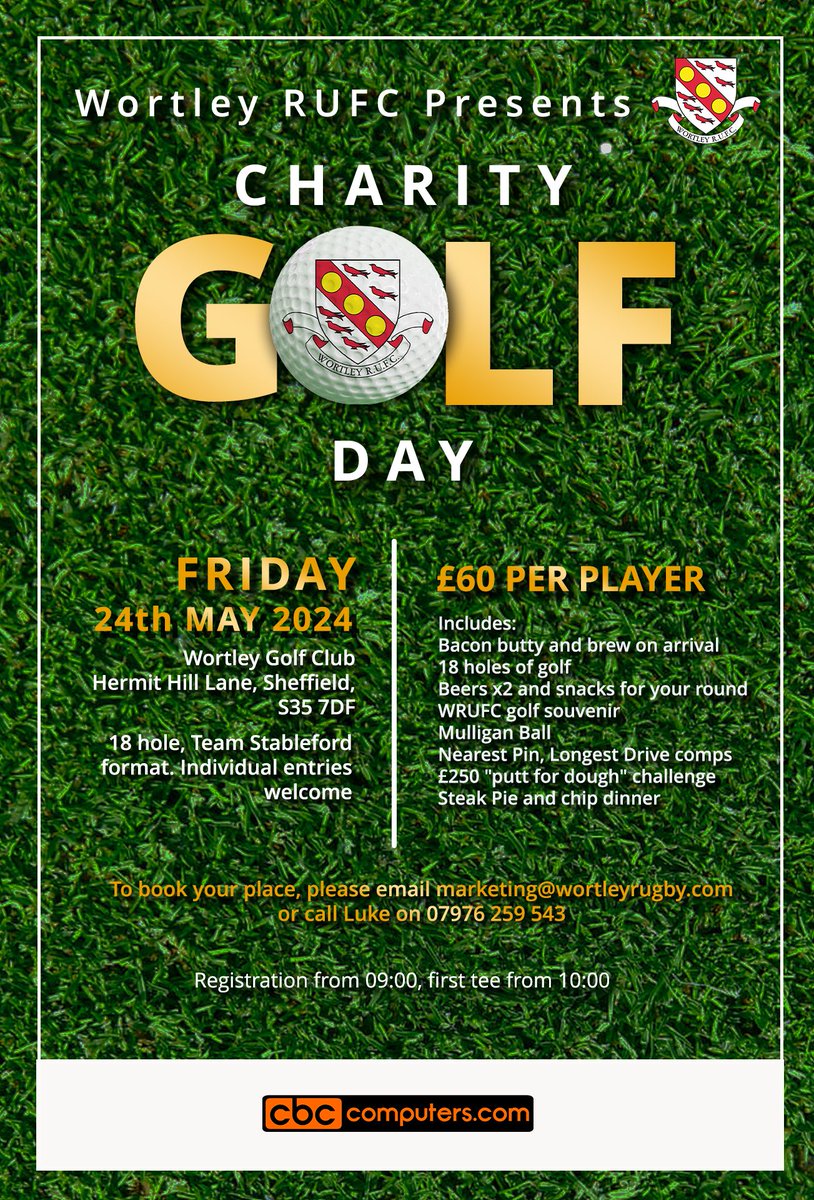Our annual golf day returns, May 24th is the date and its welcome to all. Drop us a message to enquire, single players, 4 balls. Come join the team. Sponsorship packages also available. Enquire today ⛳ 🏉 ⛳ 🏉 ⛳ 🏉 ⛳ 🏉 ⛳ 🏉