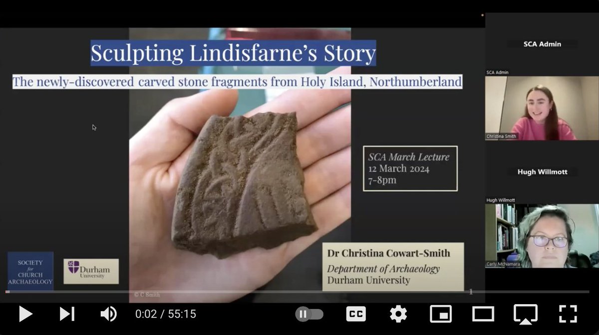 Thanks to all who turned up last week to my talk on Holy Island's new sculpture finds. It's now online via the @SocChurchArch YouTube channel: youtube.com/watch?v=cO0i1o… Thanks for a great evening, SCA!