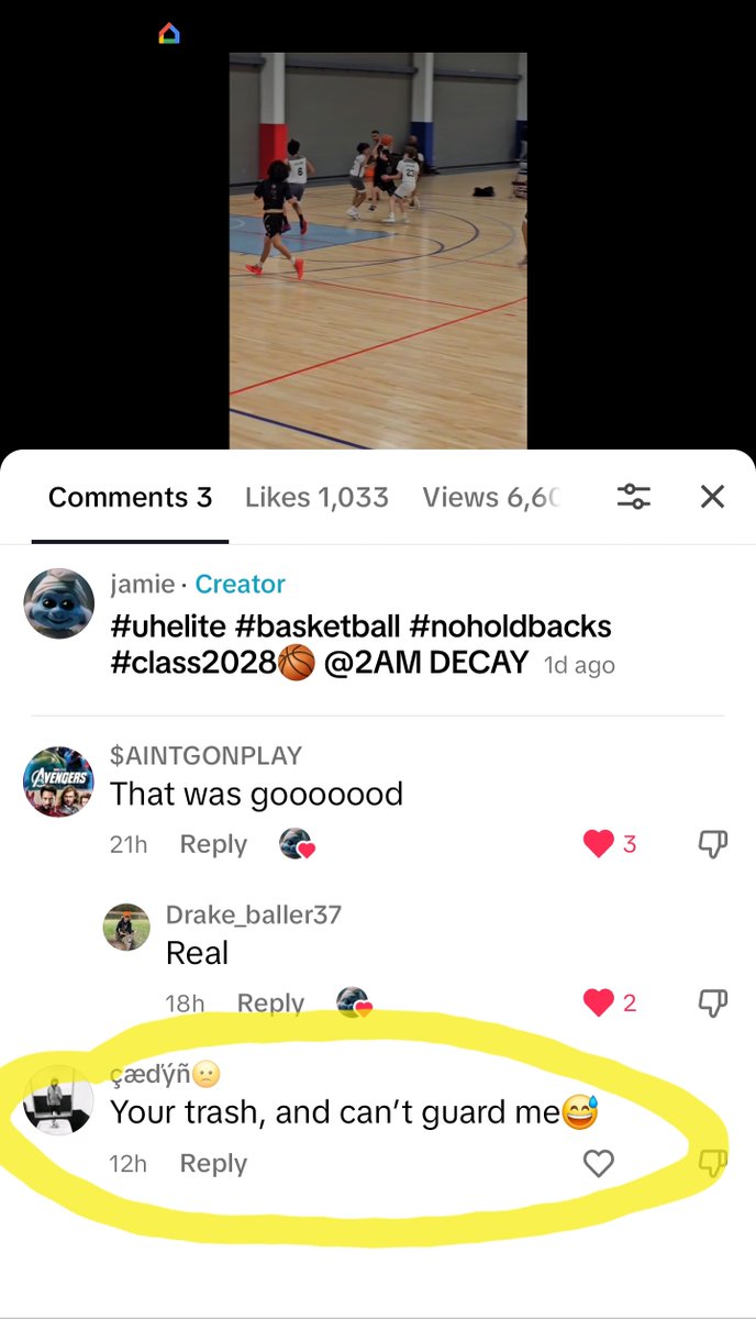 Jamieskinner00's tweet photo. @PrepHoopsIN @offical_caedyn Definitely not @offical_caedyn

Comments on random 13yrd hoopers video from AZ on TikTok, talking trash, for what? No one wants that type of low character player on their team. https://t.co/vvBXJkWH0W