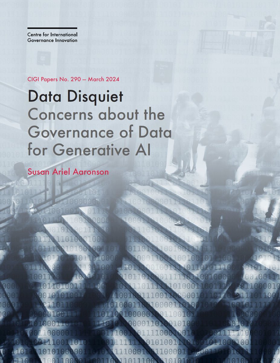 Check out Data Disquiet, which examines how policymakers responded to LLM Chatbots, identifying why people were so upset about how these chatbots obtained data and the governance gaps. I also make suggestions as to a more transparent approach. cigionline.org/publications/d…