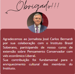 O Instituto Brasil Soberano agradece ao Jornalista @Bernarditv por sua participação em nossa atividade. Permanecemos à disposição, prontos para unirmos esforços no resgate da Pátria, entregue a mãos iníquas.