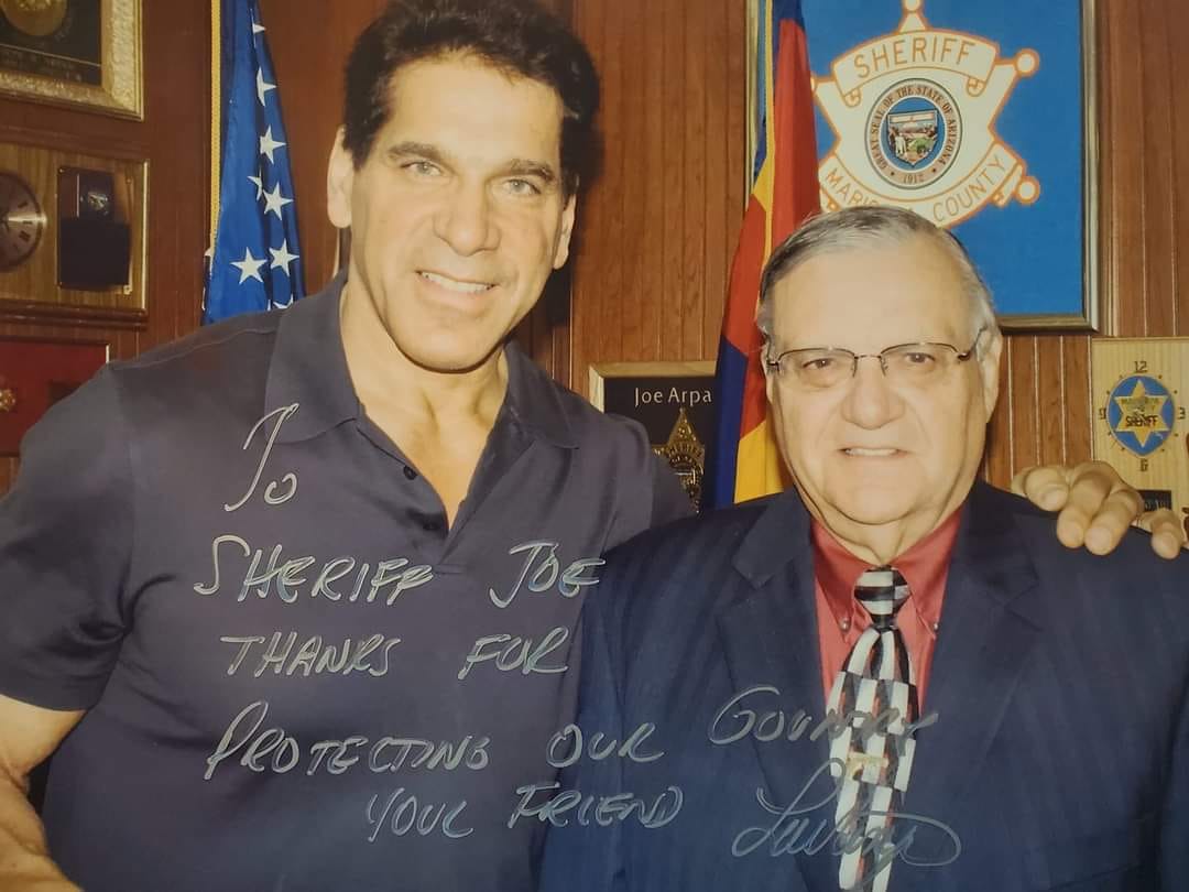 Congratulations to Lou Ferrigno, my friend, for his appointment as a sheriff’s deputy of Socorro County, New Mexico. Lou formerly worked for me as a deputy of my Sheriff’s posse when I was Sheriff for 24 years. He did a great job for me, and he'll do great for Socorro County!