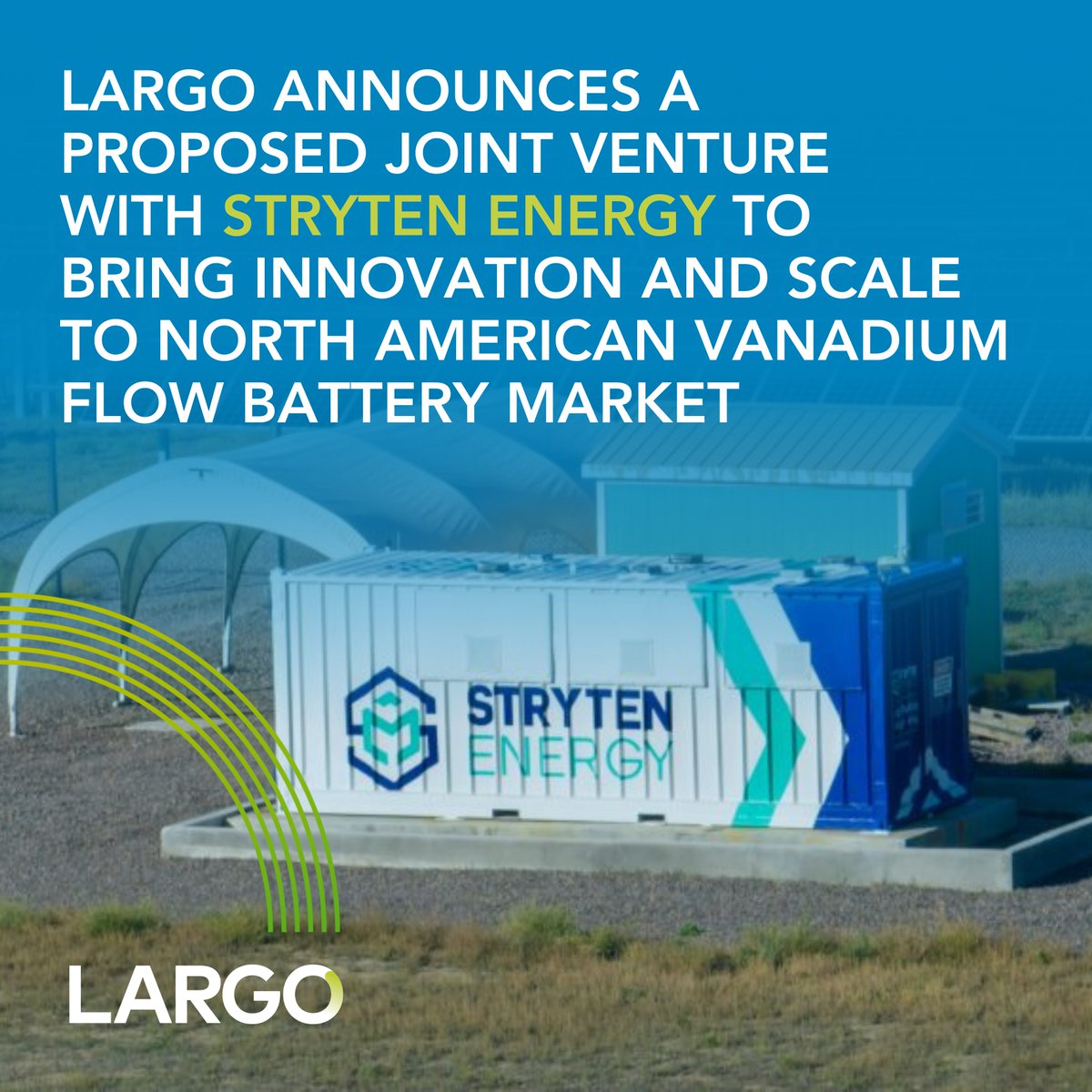 Today we are pleased to announce the signing of a non-binding letter of intent with @StrytenEnergy to establish a 50:50 #jointventure that would combine Largo Clean Energy with Stryten’s #vanadium redox flow #battery business. Read more ➡️ largoinc.com/news/news-deta… $LGO