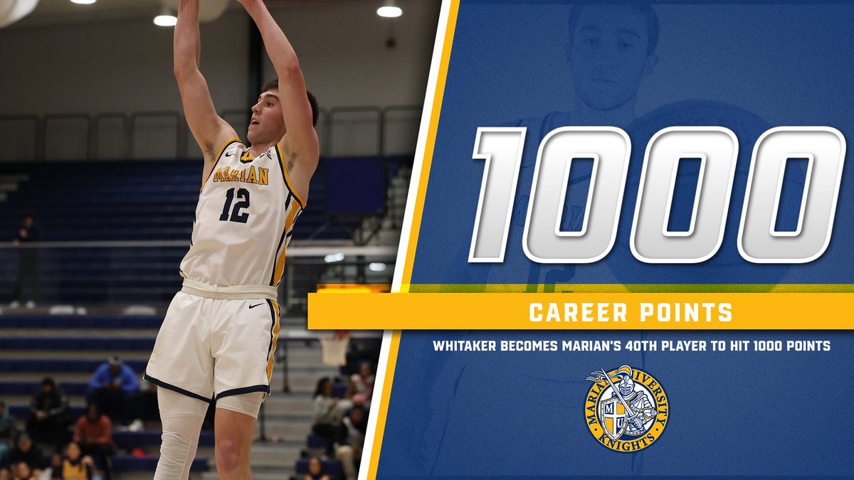 Last Friday, @MarianMensBBall had another member join the 1000-point club, as Brody Whitaker became Marian's 40th player to score his 1000th career point!