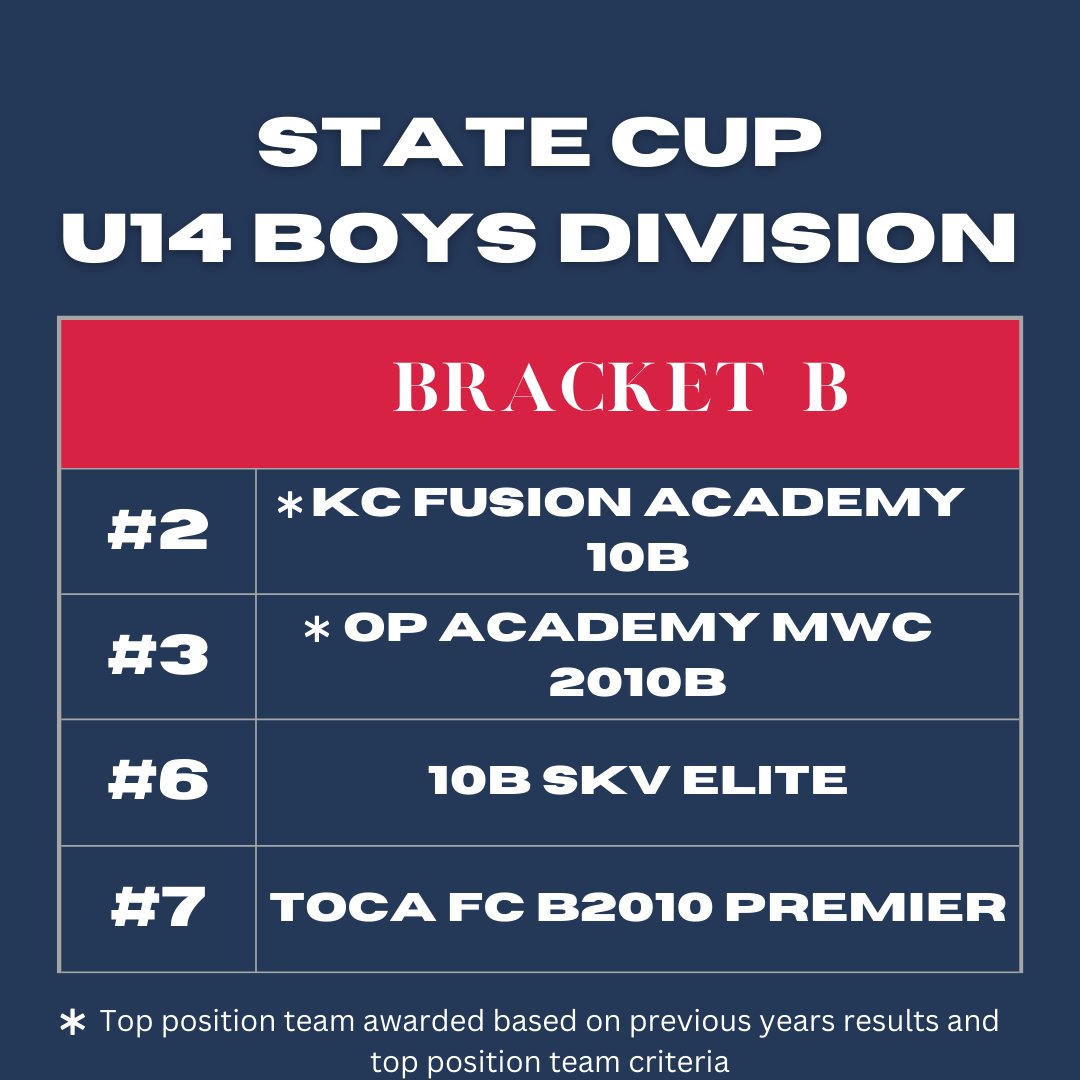2024 - 2025 U14 Boys State Cup final brackets⚽️