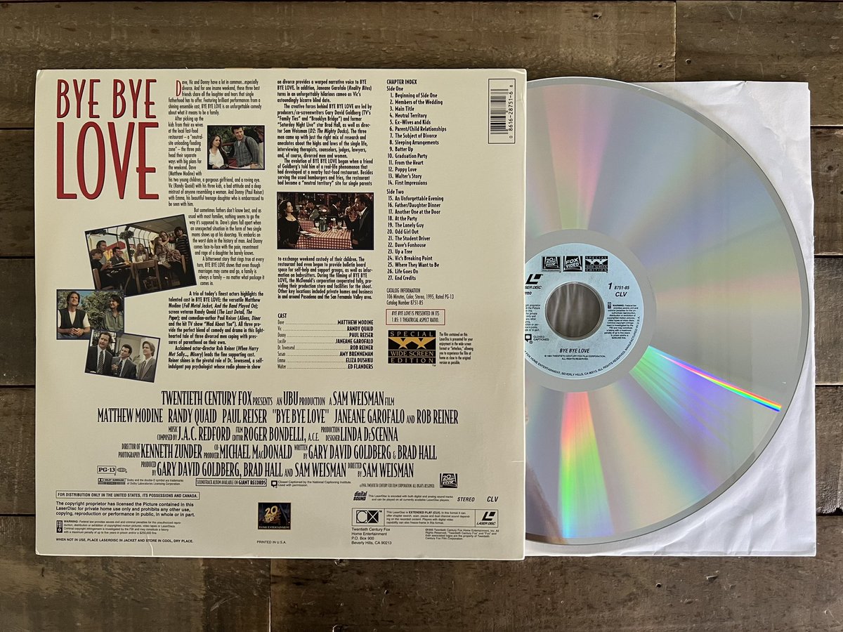 More than 25 years before <a href="/PaulReiser/">Paul Reiser</a> and I appeared on #StrangerThings, we starred together in BYE BYE LOVE (released this week in 1995)! REPOST by Monday, March 25 for a chance to win this signed “Widescreen Edition” LaserDisc! Good luck! #ModineMonday #PhysicalMedia