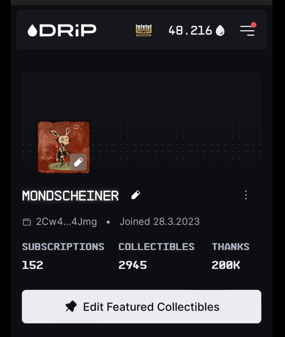 This a milestone I am actually proud of:

200,000 Droplets donated to <a href="/drip_haus/">DRiP 💧</a> creators.

Thanks to all the creators for your creativity and all the great pieces you keep sending.