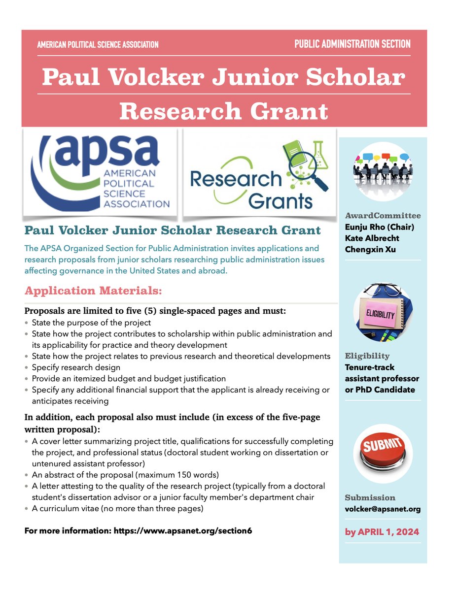 Funding Opp for Junior professors and PhD students: It is still time to submit your proposal to 🚨the Paul Volker Junior Scholar Research Grant🚨. I am on the committee this year. Happy to answer any questions!