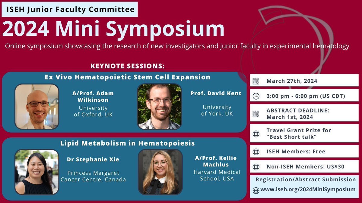 ISEHSociety's tweet image. Check out the program for the 27 March Mini Symposium hosted by ISEH Junior Faculty Committee! See who was selected from the call for abstracts and has a chance to win a travel grant to ISEH 2024. Learn more and register ➡️ iseh.org/2024MiniSympos…