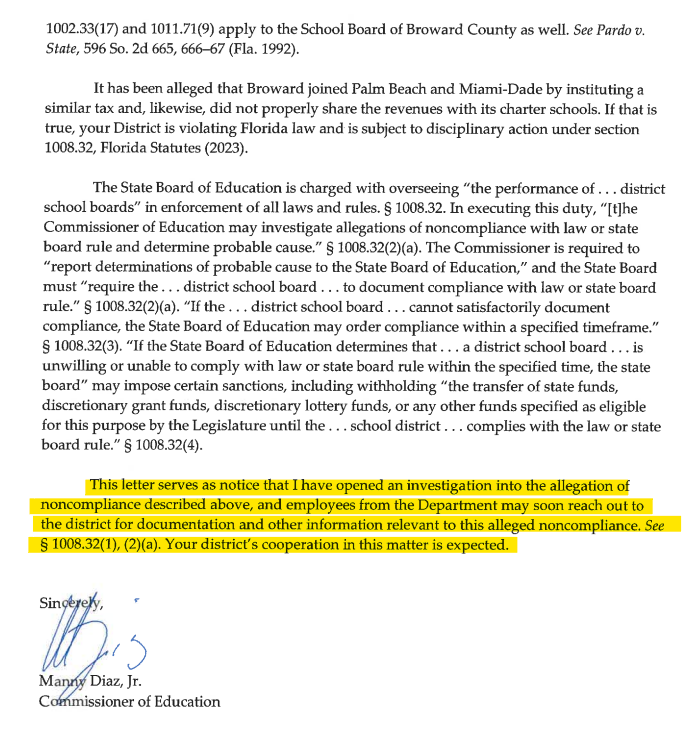 FrogNews's tweet photo. A massive @browardschools story getting little coverage because it might put egg all over the face of the union.
@EducationFL sent a letter telling the district to pay charter schools $90m as required by law.
The union already spent this money on raises for teachers.
oops. https://t.co/jZkTpxmBS5
