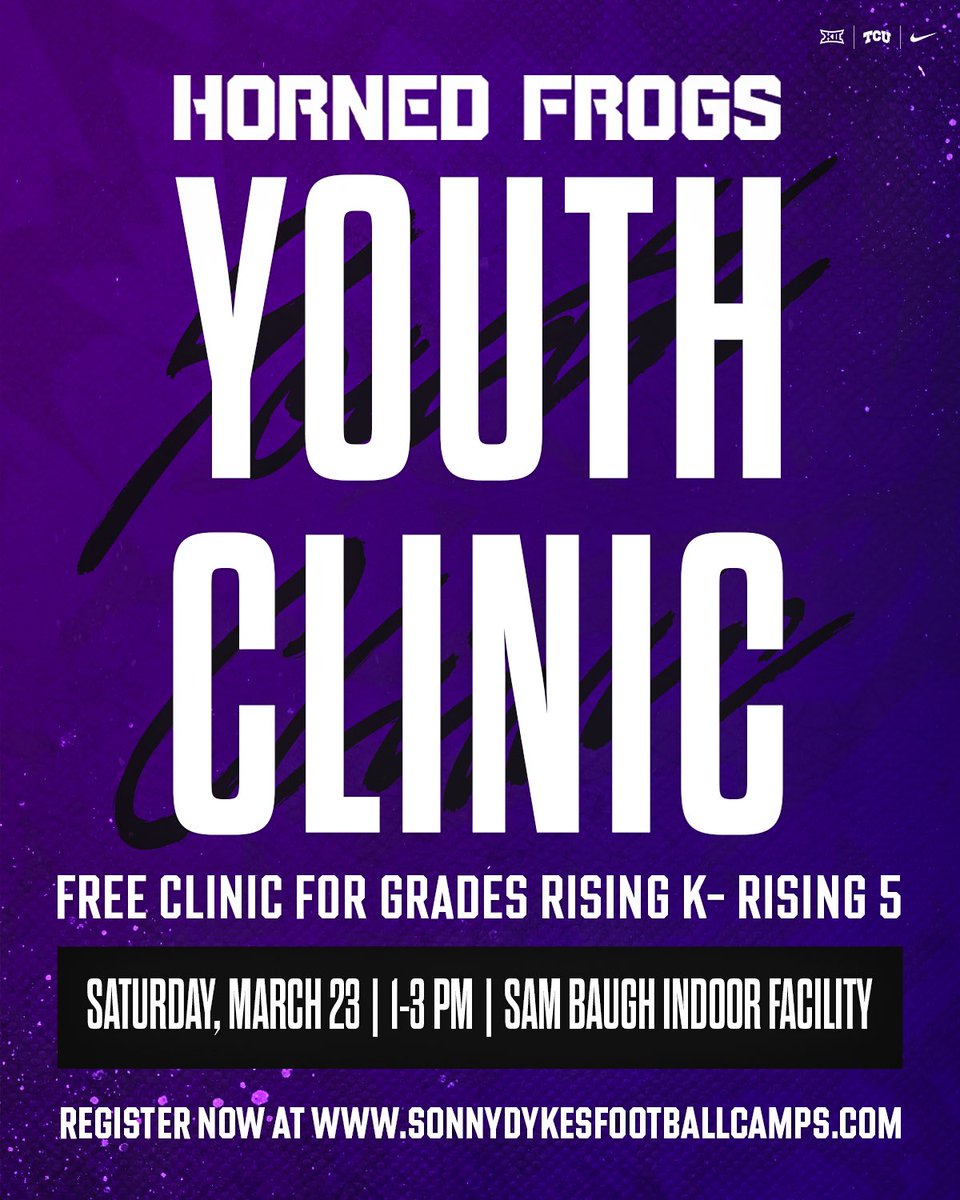 We have a free youth clinic this Saturday! Great opportunity for young players to learn from our coaches and athletes! Registration: sonnydykesfootballcamps.totalcamps.com/shop/product/3…