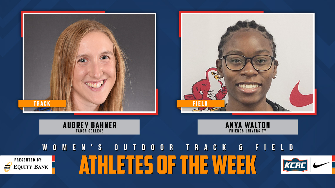 kcacsports's tweet photo. Aubrey Bahner of @GoTaborBluejays and Anya Walton of @FriendsFalcons Earn KCAC Women's Outdoor Track &amp; Field Weekly Honors, presented by @EQUITYBANK! #KCACotf #LetsBuildEquity #LetsBuildLeaders

https://t.co/ymZBXVgy51

@NAIA https://t.co/pjlt0vcip6