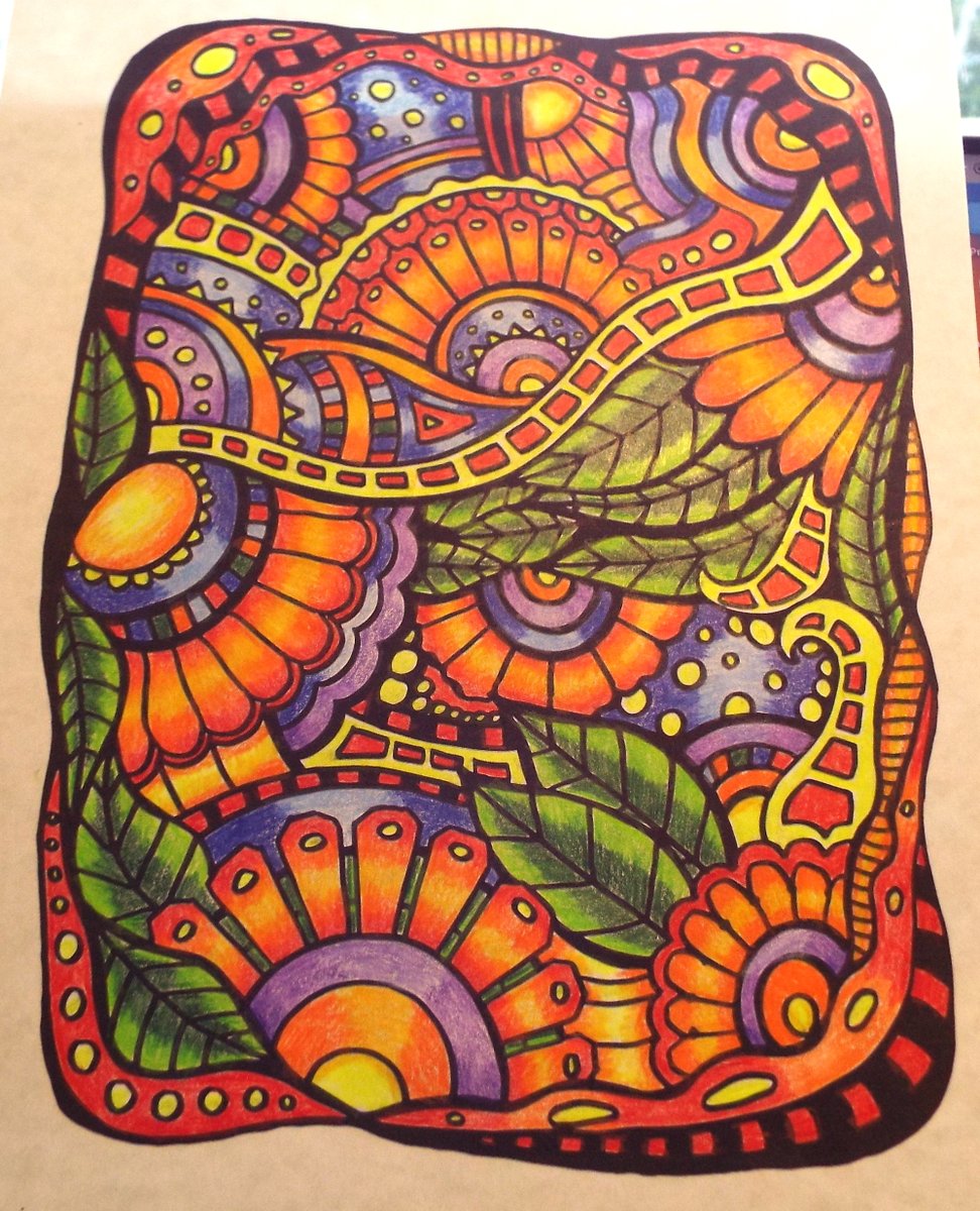 If all else fails, there's coloring. Kimberly Garvey print, Prisma pencils. #adultcoloring #coloring