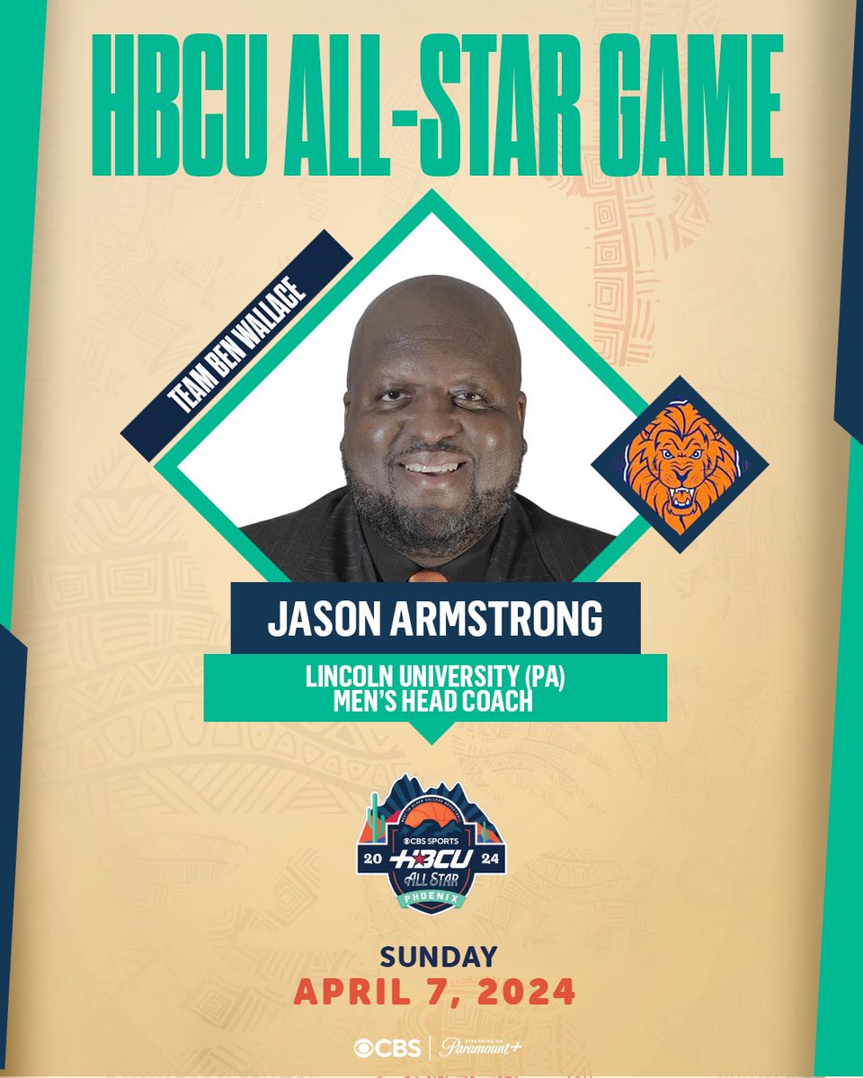 Coach Jason Armstrong (Lincoln University (PA)) will be a coach for Team Ben Wallace at the 2024 HBCU All-Star Game #hbcuallstargame #thebestinblackcollegebaaketball