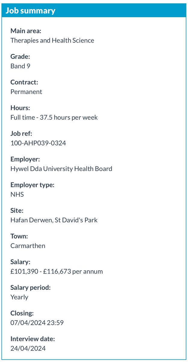 📣 AHP Leadership Opportunity

👀 We’re searching for our 1st Deputy Director of Allied Health Professions <a href="/HywelDdaHB/">Hywel Dda UHB</a> 

📌 Key aspects of the role…

⭐️ #AHP #Leadership 
⭐️ #Workforce #Education 
⭐️ #Research #Innovation
⭐️ #Data #Digital

👇🏻Check out the link below👇🏻