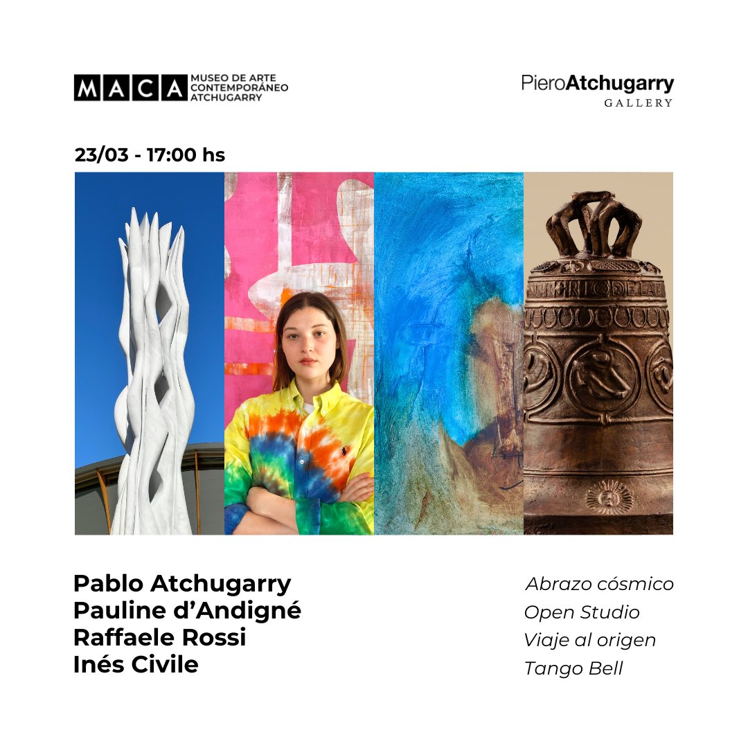 🎨 ¡Imperdible en el MACA! 🌟 Este sábado 23 de marzo a las 17h, inauguramos "Abrazo Cósmico" y las exhibiciones de Pauline d’Andigné, Raffaele Rossi y Inés Civile en el Pabellón 1. ¡No te lo pierdas!