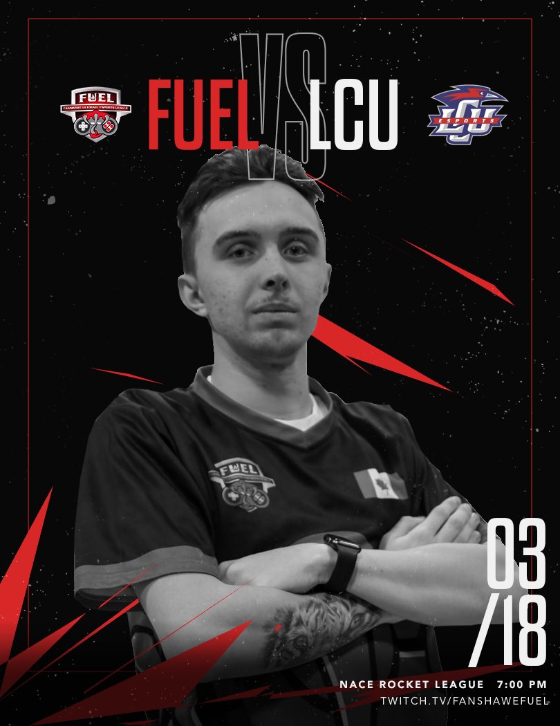 🔥Rocket League Matchday🔥 

Two big matches tonight to see if the Fuel team will keep an undefeated streak in NACE action! 

Game 1: 

Fuel vs <a href="/LCUesports/">LCU Esports</a> 

⏰: 7PM EST 
🔗: twitch.tv/fanshawefuel